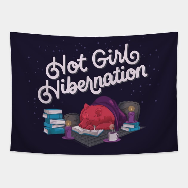 Hot Girl Hibernation Tapestry by polliadesign