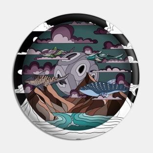 school of sharks in the sky Pin