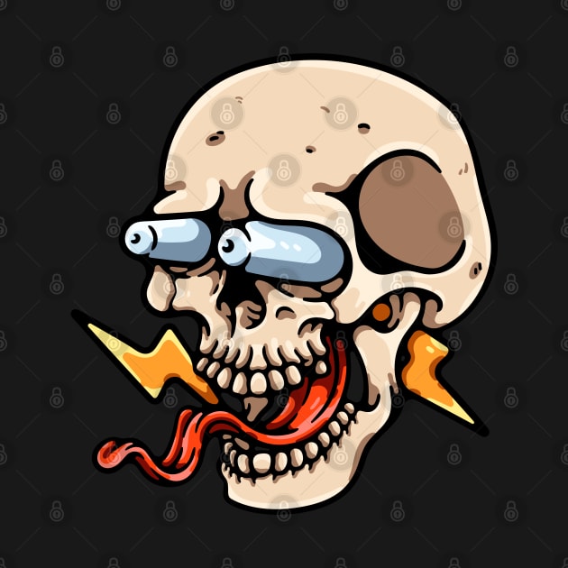 cartoon skull shock by andhiika