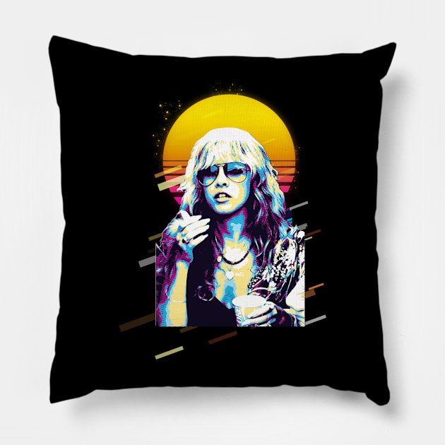 80s Retro - Stevie Nicks Pillow by Tamie