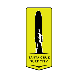 Surf City Santa Cruz California Surfer Statue Bill Lidderdale Sticker T-Shirt