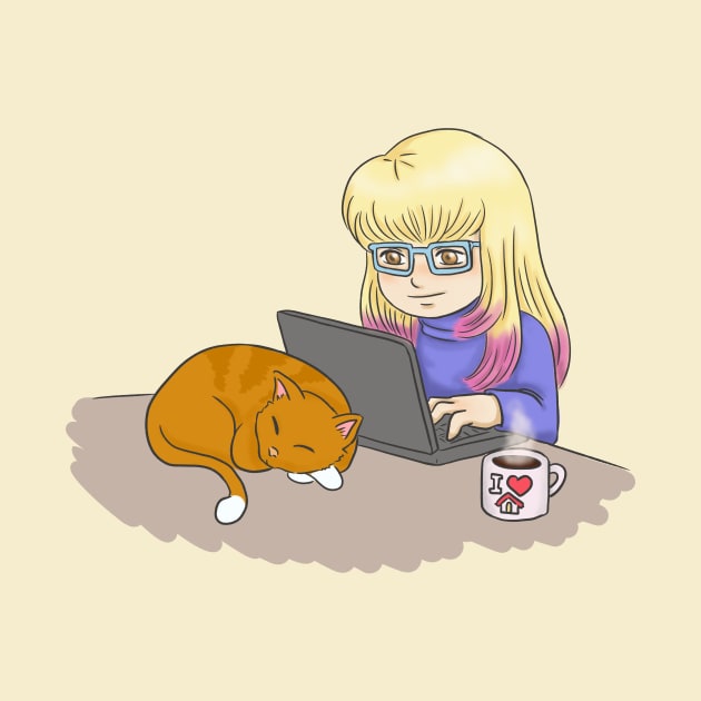 Geek girl working from home by CintiaSand