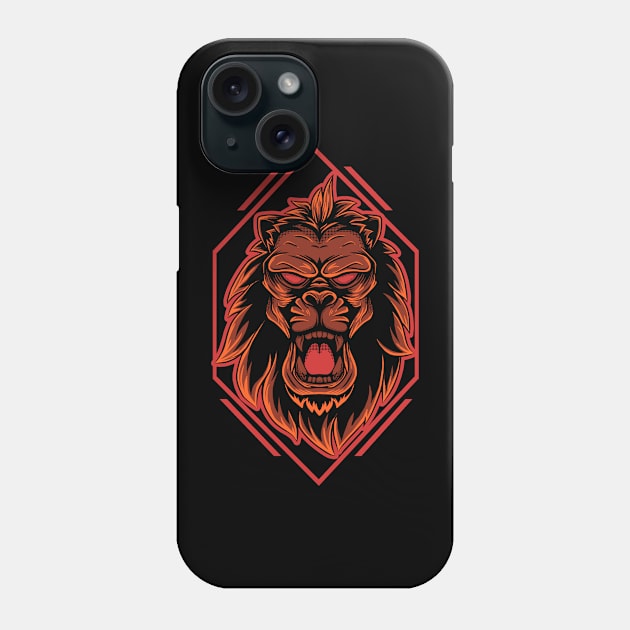 lion head illustration Phone Case by nuQia