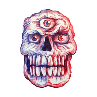 Blue Red Skull T-Shirt