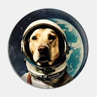 Astronaut Labrador Dog in Space Vintage Collage Surreal Art Pin