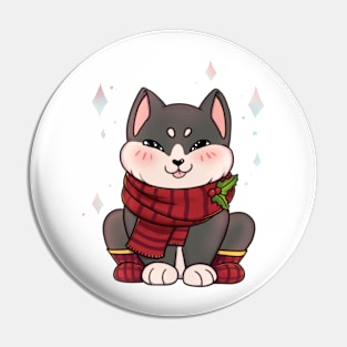 Merry Christmas with a happy doggie Pin