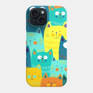 Cute cats colorful seamless pattern Phone Case