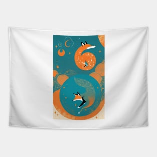 Floral Flower Fox Yoga Tapestry