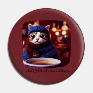 It's Cold Kitten Cat Pin