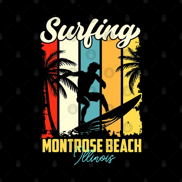 Surfing | Montrose Beach, Illinois by T-shirt US