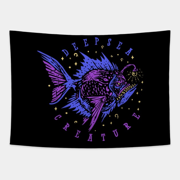 deep sea fish vintage Tapestry by Mako Design 