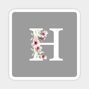 Letter H Monogram With Cherry Blossoms Magnet