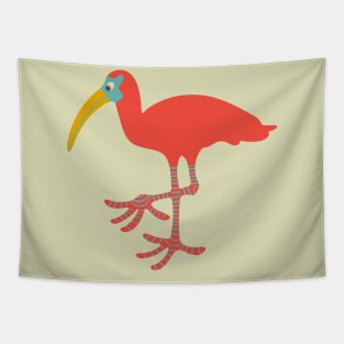 SCARLET IBIS Funny Cute Tropical Bird with Big Feet - UnBlink Studio by Jackie Tahara Tapestry