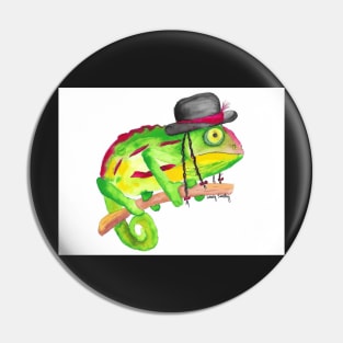 Karma Chameleon Watercolor Pin