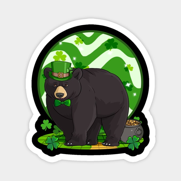 Black Bear St Patricks Day Leprechaun Magnet by Noseking