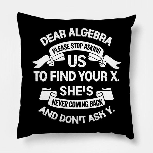 Dear Algebra Please Stop Asking Us To Find Your X Pillow by Dolde08