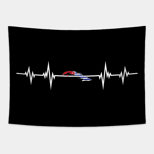 Heartbeat Design Cuban Flag Cuba Tapestry by MGS