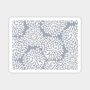 Grey and White Abstract Firework Flowers Magnet