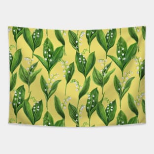 Lily of the valley on buttercup yellow Tapestry