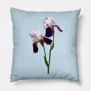 Twin Irises Maroon and White Pillow