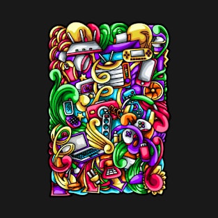 Electronic Doodle Illustration T-Shirt