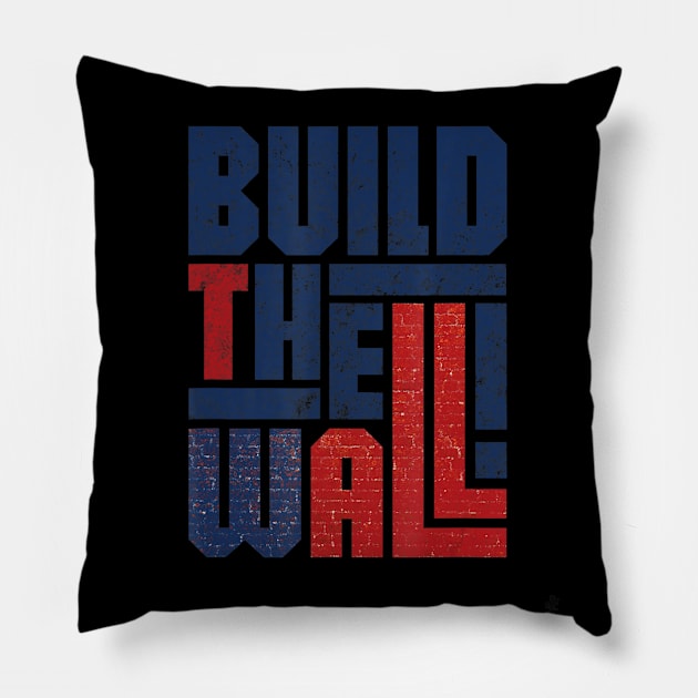 American Flag Build The Wall Donald Trump Pillow by Steff Speleers