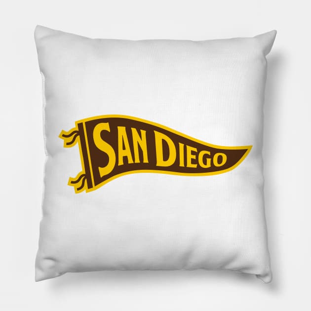 San Diego Pennant - White Pillow by KFig21