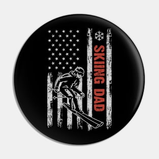 Skiing Dad American Flag Father's Day 4th Of July Gift Pin