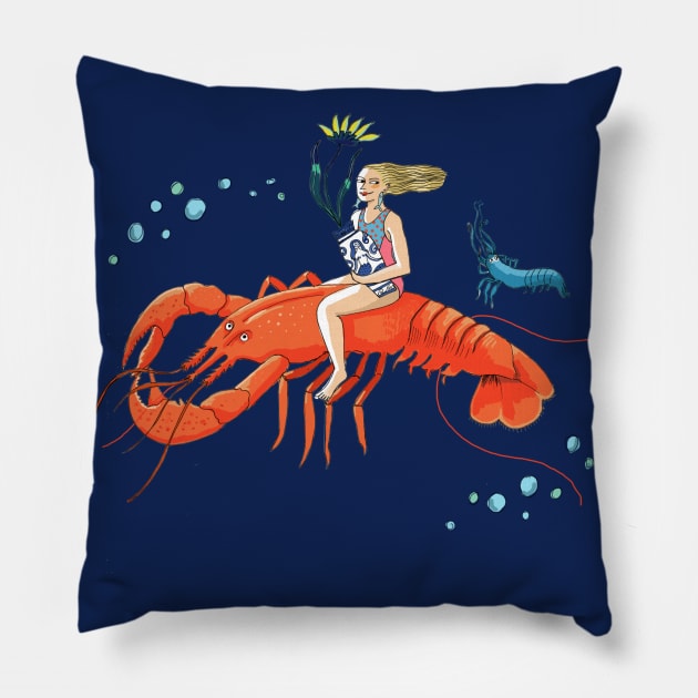 Lobster Girl Pillow by lindsaygrime