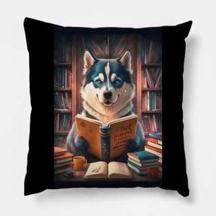 Bookworm Siberian husky Pillow
