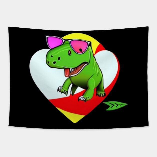 I Steal Hearts Valentines Day T-Rex Dinosaur Tapestry by Paper & Pixels