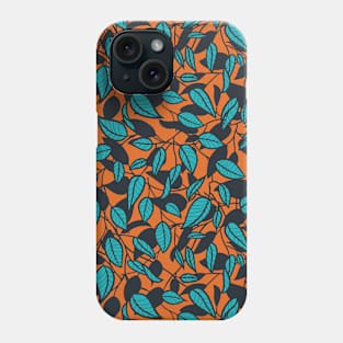 Minimalist Leaf Line Art Illustration as a Seamless Surface Pattern Design Phone Case