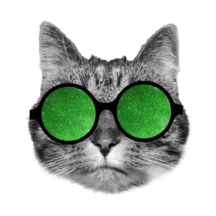 Green glasses cat T-Shirt