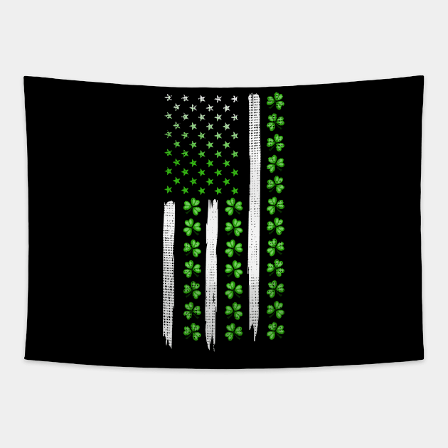 Shamrock America Flag St. Patrick's Day Tapestry by Quotes NK Tees