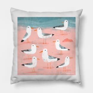 Seagulls on the Shore Pillow