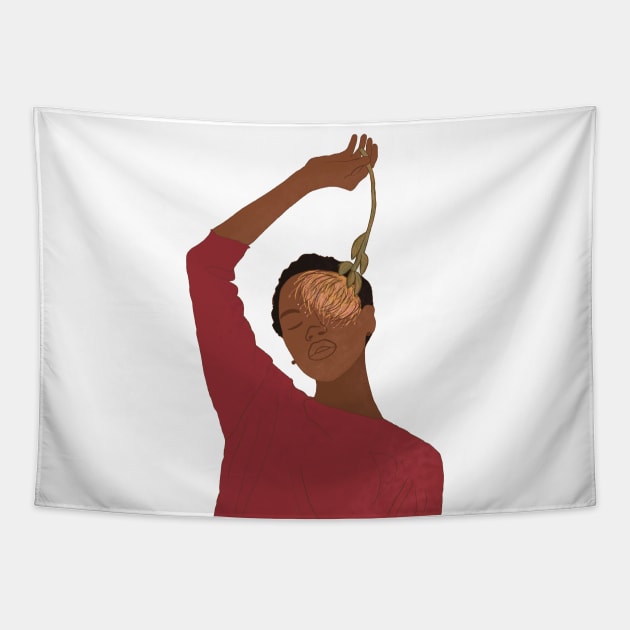 African american black woman minimal design Tapestry by Nastya Li