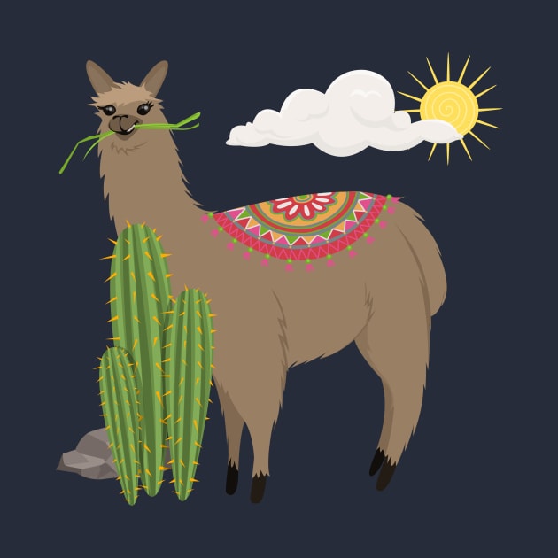 Llama With Cactus Llama Lover Gift Aztec Pattern by Lunomerchedes