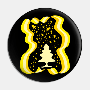 Evergreen Tree Illustration Yellow Pin