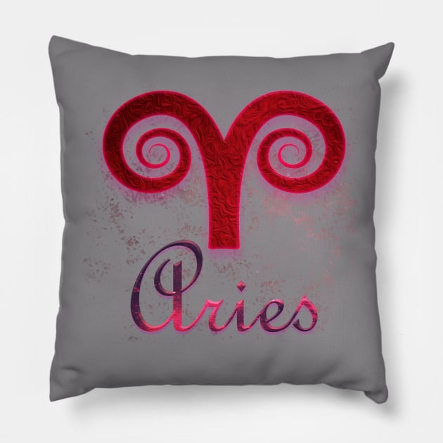 Aries Horoscope Pillow by LO2Camisetas