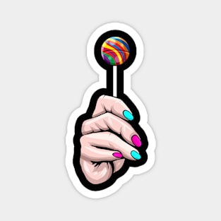 Hand holding a colorful Lollipop - Pride Month LGBTQ Magnet