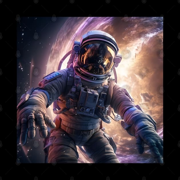 Exploring cosmic limits: An astronaut immersed in the vastness of space. by insaneLEDP