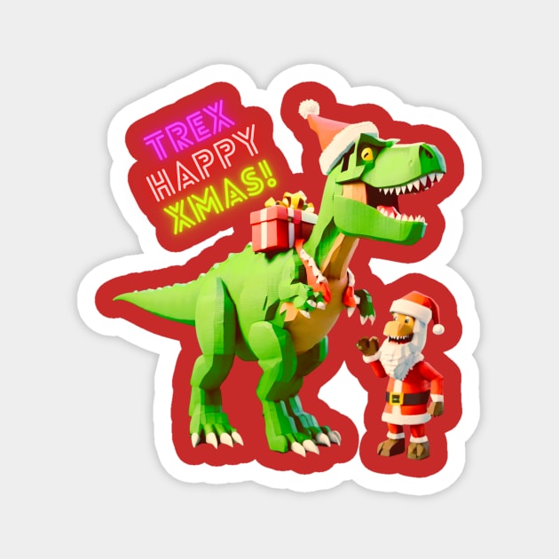 T-Rex and Santa Claus Magnet by Tee Trendz