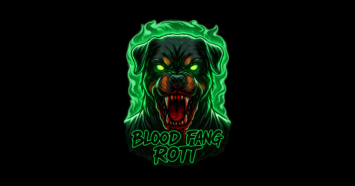 Halloween Vampire Rottweiler – Blood Fang Rott Neon Horror Dog Design ...