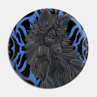 Tribal Blue Fox Pin