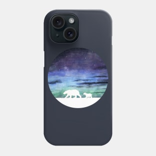 Aurora borealis and polar bears (white version) Phone Case