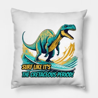 Dinosaur Surfing Funny Pillow