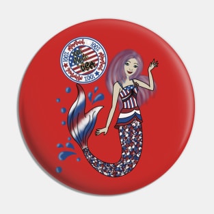 100% mermaid in the USA Pin