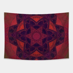 Mosaic Kaleidoscope Flower Purple and Red Tapestry