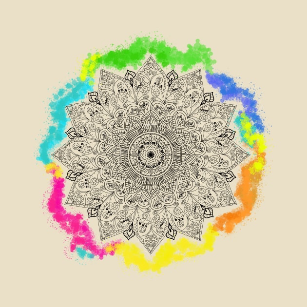 Flower mandala with aquarelle detail by PetriGoodVibes