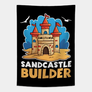 Sandcastle Builder Beach Sand Coast Ocean Sea Kids Tapestry